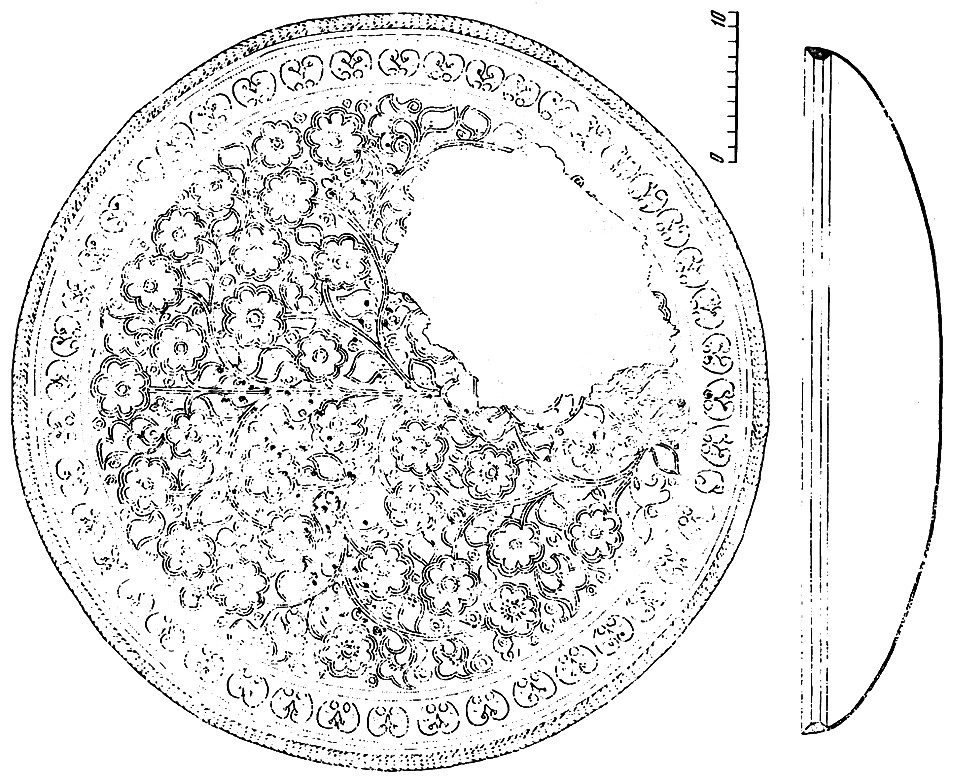 Рис. 9. Иракское блюдо из клада у оз. Зеликовье (VIII — вторая половина IX в.) Рис. 9. Иракское блюдо из клада у оз. Зеликовье (VIII — вторая половина IX в.)