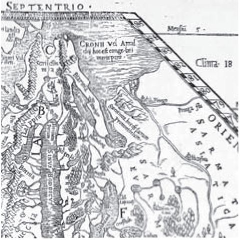 Биармия и Норденборг на карте Олафа Магнуса 1567 года, г. Базель Биармия и Норденборг на карте Олафа Магнуса 1567 года, г. Базель