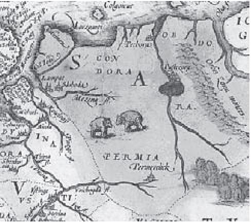 Обозначение волости Пермь на карте английского купца Антония Дженкинсона 1562 года. Из книги Russiae, Moscoviae et Tartariae descriptio Auctore Jenkinson Anglo, edita Londini anno 1562 Обозначение волости Пермь на карте английского купца Антония Дженкинсона 1562 года. Из книги Russiae, Moscoviae et Tartariae descriptio Auctore Jenkinson Anglo, edita Londini anno 1562