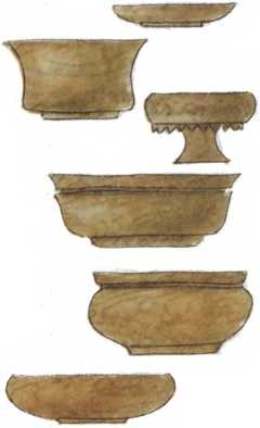 Деревянная точеная посуда. Новгород XIII—XIV века. Деревянная точеная посуда. Новгород XIII—XIV века.