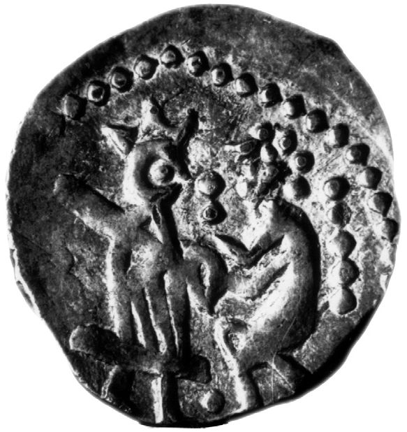 Рис. 49. Монета Новгорода с изображением св. Софии и посадника Рис. 49. Монета Новгорода с изображением св. Софии и посадника