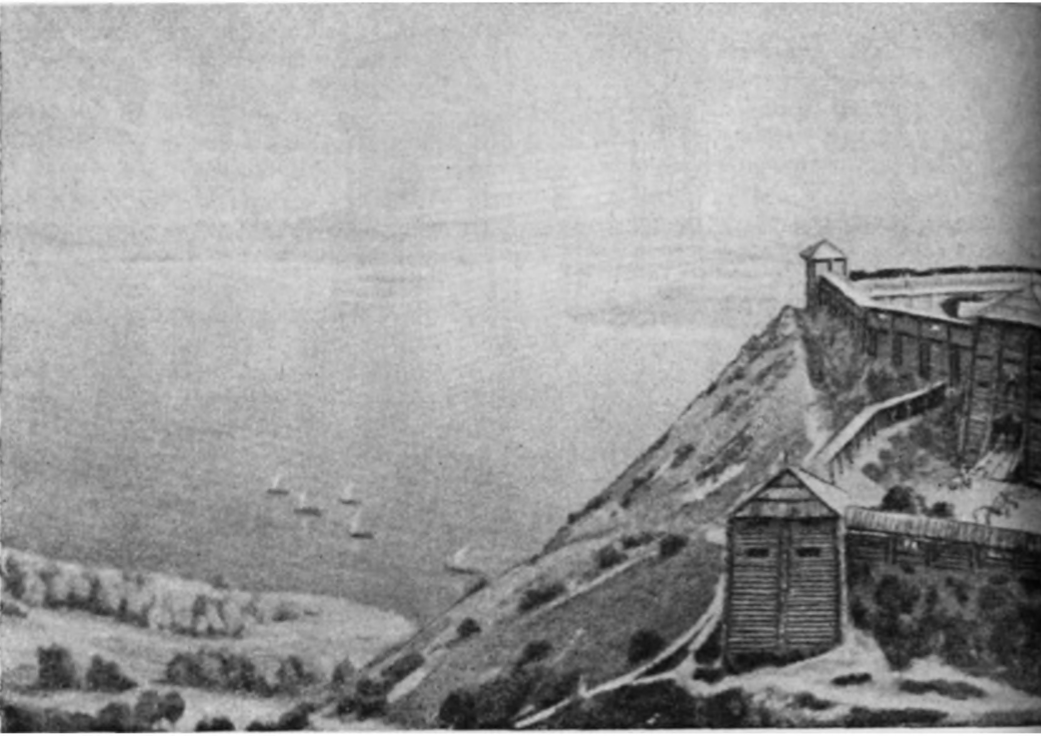 Город-замок на Днепре у с. Чучинка. Реконструкция по данным раскопок В.О. Довженка Город-замок на Днепре у с. Чучинка. Реконструкция по данным раскопок В.О. Довженка