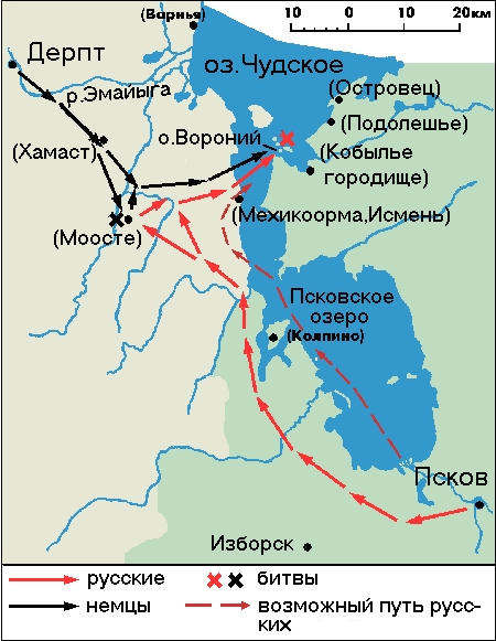 Рис. 6. Кампания 1242 г. в Эстонии, по Пашуто Рис. 6. Кампания 1242 г. в Эстонии, по Пашуто