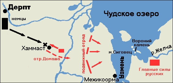 Рис. 8. Военные действия перед Ледовым побоищем, по Караеву Рис. 8. Военные действия перед Ледовым побоищем, по Караеву