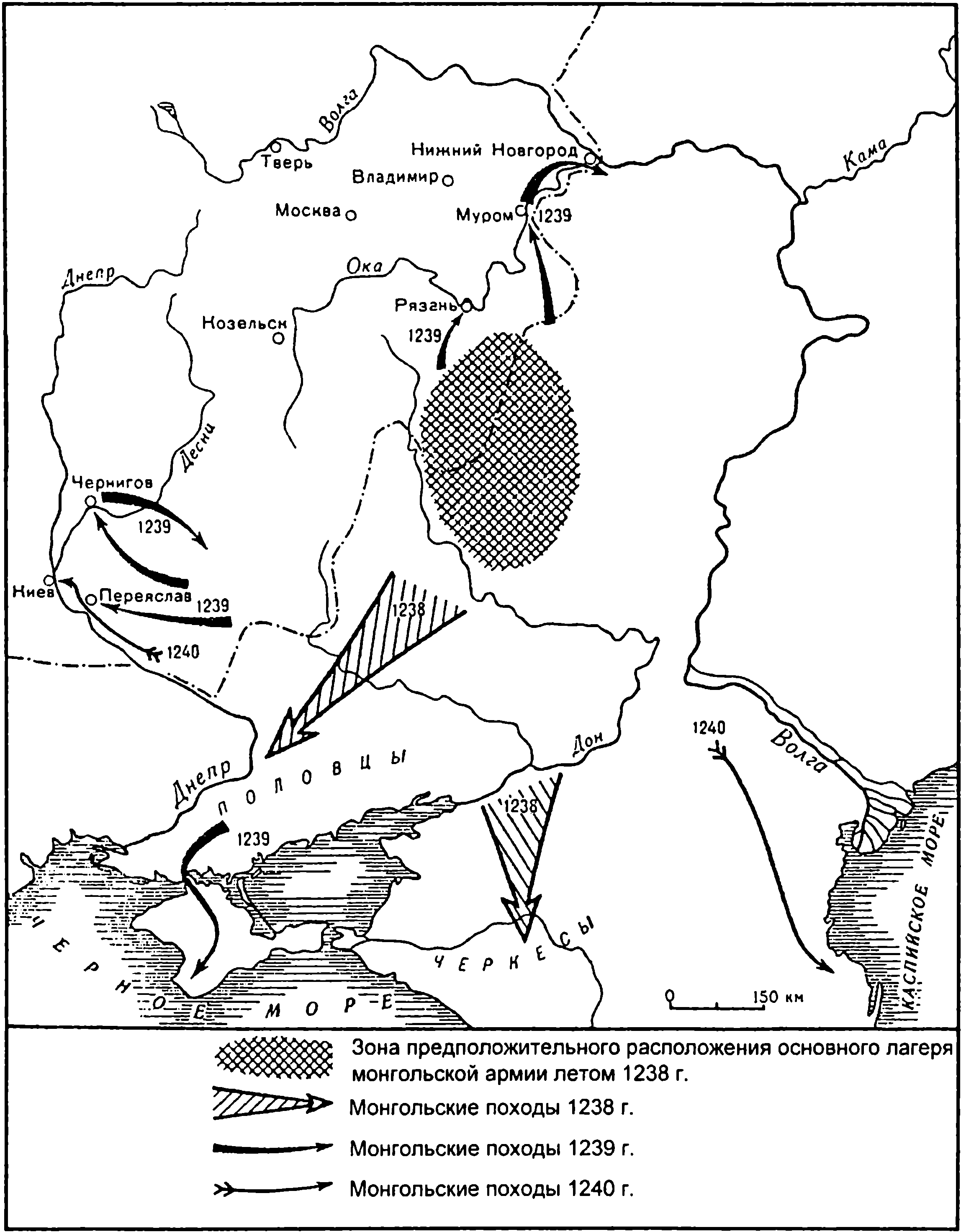Монголы в степях Дешт-и-Кипчак. 1238—1240 гг. (Каргалов, 1967. С. 115)