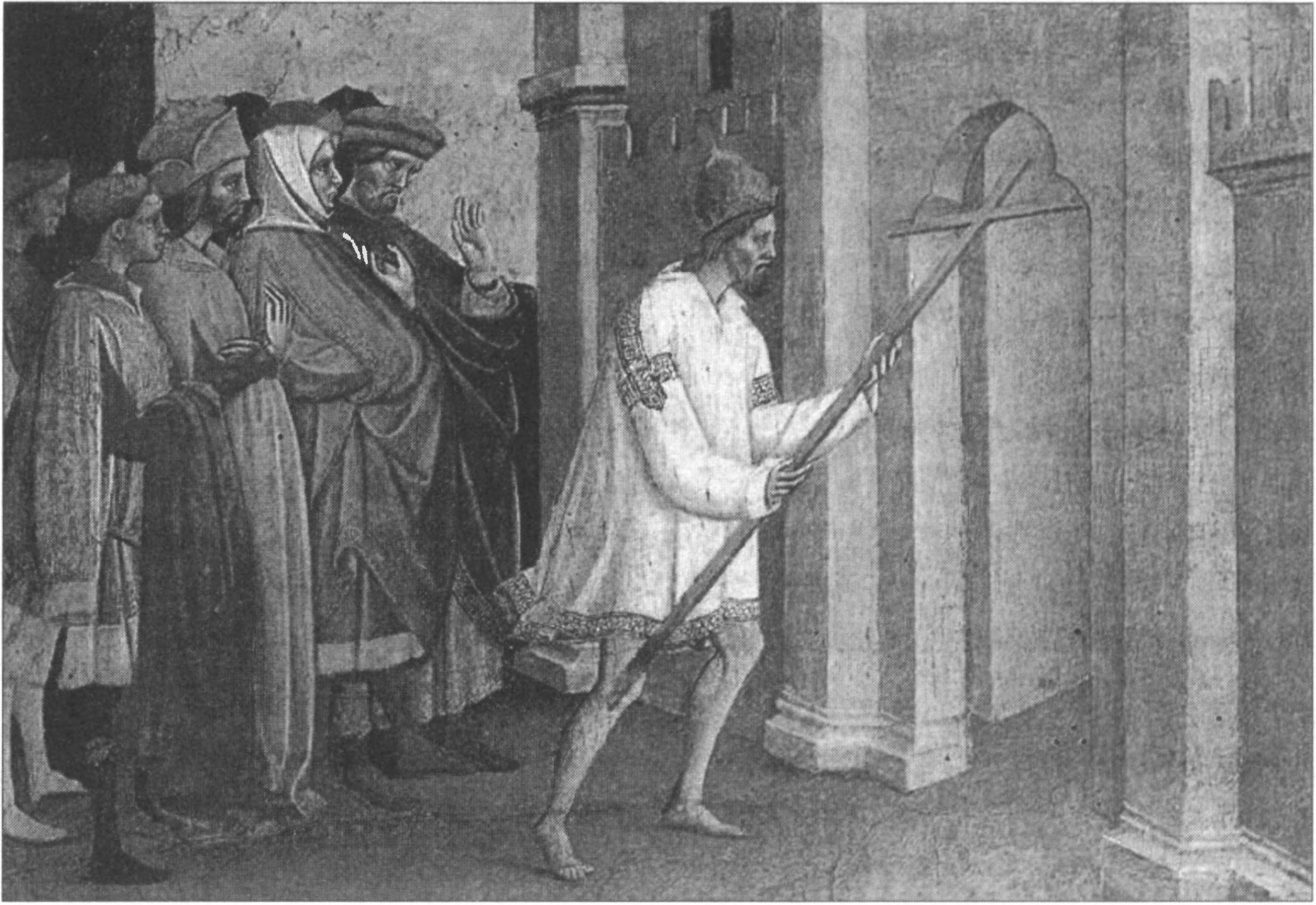 Ил. 136. Ламбертини Микеле ди Маттео (работал в Болонье в 1416—1469 гг.). Император Ираклий несет Крест в Иерусалим. Дерево, темпера. Середина XV в. Музей Лувра (Париж, Франция) Ил. 136. Ламбертини Микеле ди Маттео (работал в Болонье в 1416—1469 гг.). Император Ираклий несет Крест в Иерусалим. Дерево, темпера. Середина XV в. Музей Лувра (Париж, Франция)