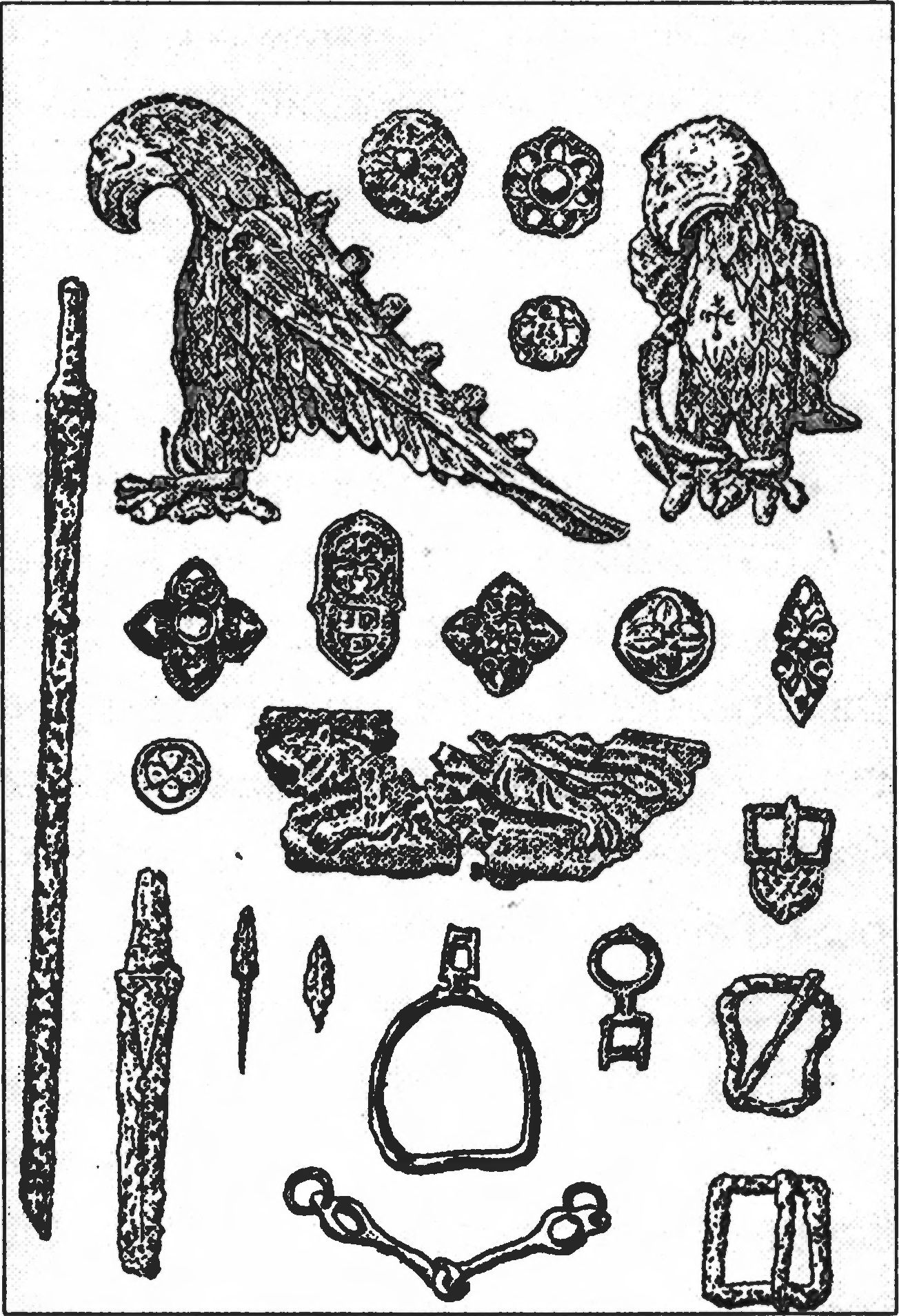 Ил. 145. Вещи из погребального сооружения у с. Вознесенки вблизи днепровских порогов. VI—VIII вв. Днепропетровский исторический музей им. Д.И. Яворницкого (Днепропетровск, Украина) Ил. 145. Вещи из погребального сооружения у с. Вознесенки вблизи днепровских порогов. VI—VIII вв. Днепропетровский исторический музей им. Д.И. Яворницкого (Днепропетровск, Украина)