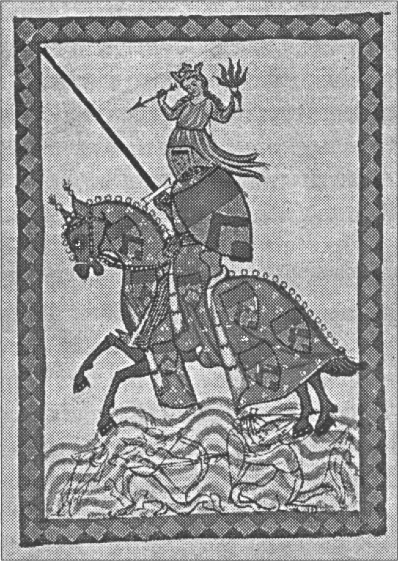 Ил. 191. Ульрих фон Лихтенштейн в сопровождении Венеры, участвующей в рыцарских турнирах. Миниатюра Манесского кодекса (Große Heidelberger Liederhandschrift). XIV в. Университетская библиотека (Гейдельберг, Германия) Ил. 191. Ульрих фон Лихтенштейн в сопровождении Венеры, участвующей в рыцарских турнирах. Миниатюра Манесского кодекса (Große Heidelberger Liederhandschrift). XIV в. Университетская библиотека (Гейдельберг, Германия)