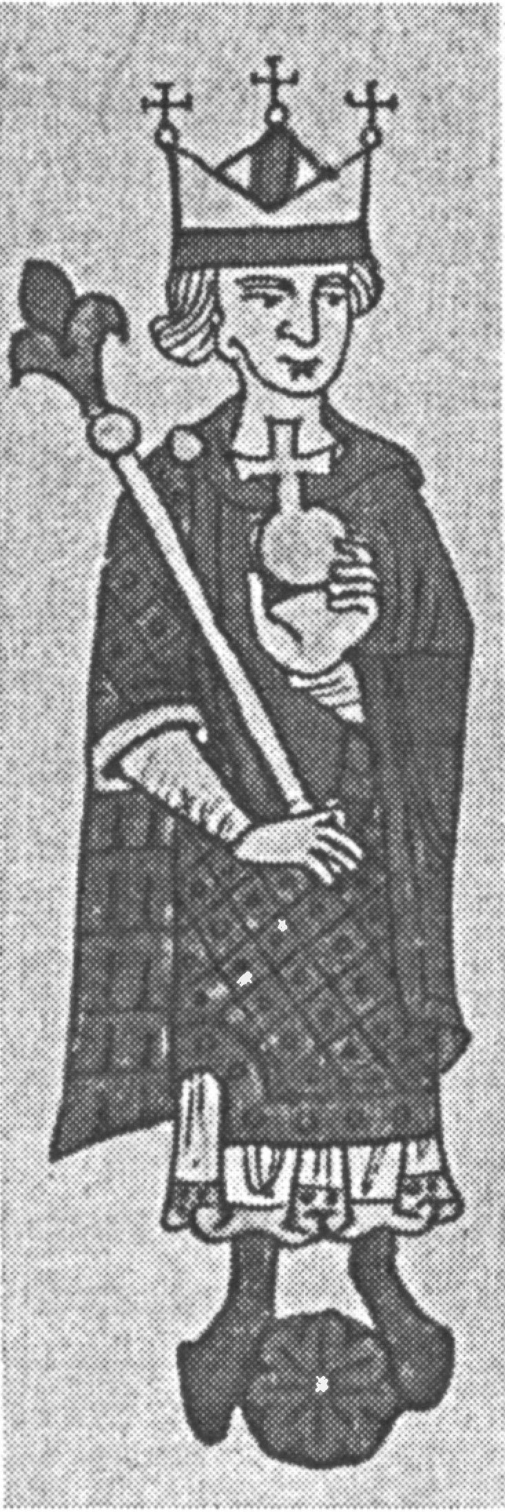 Ил. 27. Филипп Швабский. Миниатюра из средневековой немецкой рукописи. Ок. 1200 г. Библиотека аббатства Санкт-Галлен (кантон Санкт-Галлен, Швейцария) Ил. 27. Филипп Швабский. Миниатюра из средневековой немецкой рукописи. Ок. 1200 г. Библиотека аббатства Санкт-Галлен (кантон Санкт-Галлен, Швейцария)