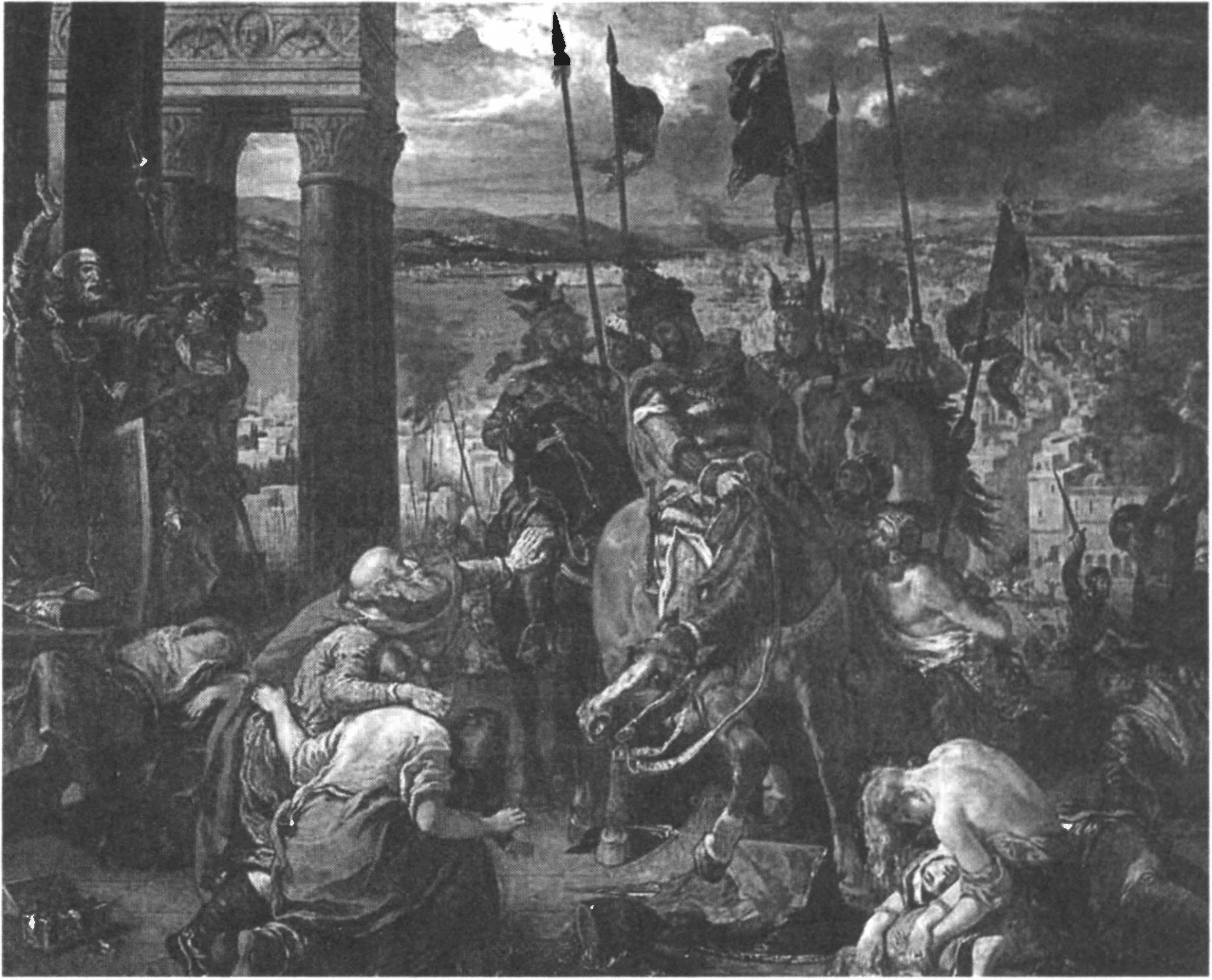 Ил. 38. Эжен Делакруа (1798—1863). Взятие Константинополя крестоносцами 12 апреля 1204 г. 1838 г. Холст, масло. 411×497 см. Картина заказана королем Луи-Филиппом для Исторической галереи в Версале. Музей Лувра (Париж, Франция) Ил. 38. Эжен Делакруа (1798—1863). Взятие Константинополя крестоносцами 12 апреля 1204 г. 1838 г. Холст, масло. 411×497 см. Картина заказана королем Луи-Филиппом для Исторической галереи в Версале. Музей Лувра (Париж, Франция)