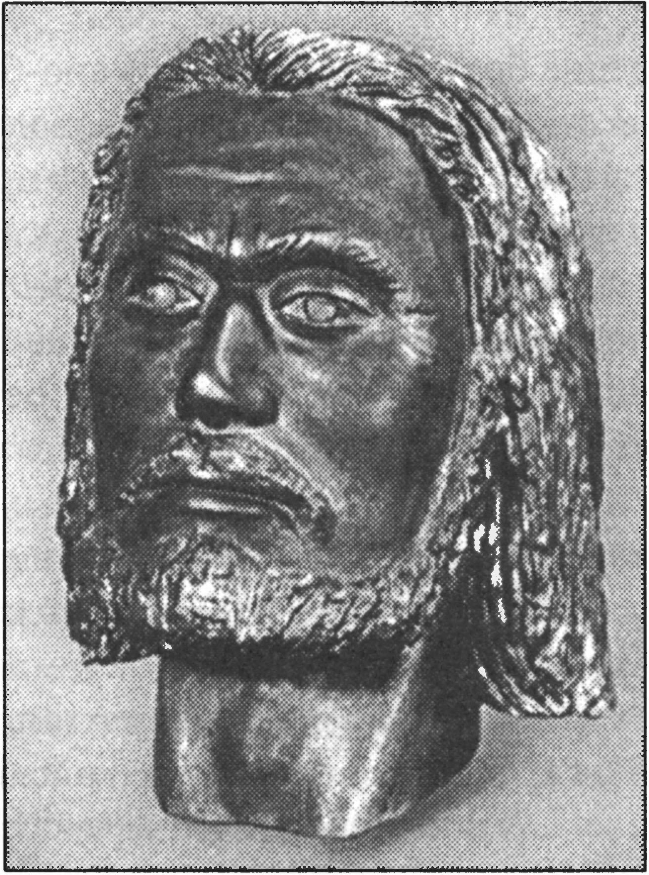 Ил. 47. Предполагаемый облик болгарского царя Калояна. Реконструкция по останкам из погребения, открытого в 1972 г. в церкви Свв. Сорока Мучеников. Региональный исторический музей (г. Велико Тырново, Болгария) Ил. 47. Предполагаемый облик болгарского царя Калояна. Реконструкция по останкам из погребения, открытого в 1972 г. в церкви Свв. Сорока Мучеников. Региональный исторический музей (г. Велико Тырново, Болгария)