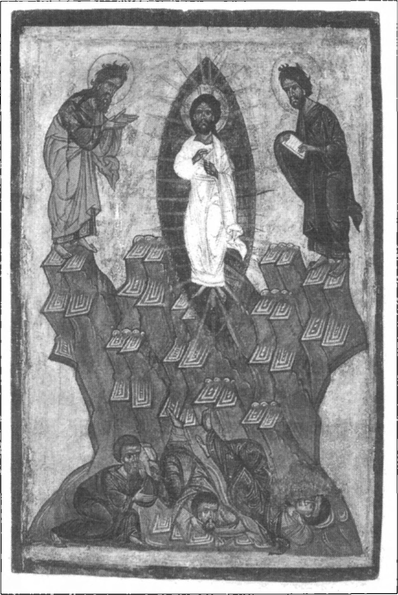 Ил. 89. Преображение. Икона из церкви Св. Георгия с. Вильшаницы Львовского района Львовской области Конец XIV в. Львовский национальный музей (Львов, Украина) Ил. 89. Преображение. Икона из церкви Св. Георгия с. Вильшаницы Львовского района Львовской области Конец XIV в. Львовский национальный музей (Львов, Украина)