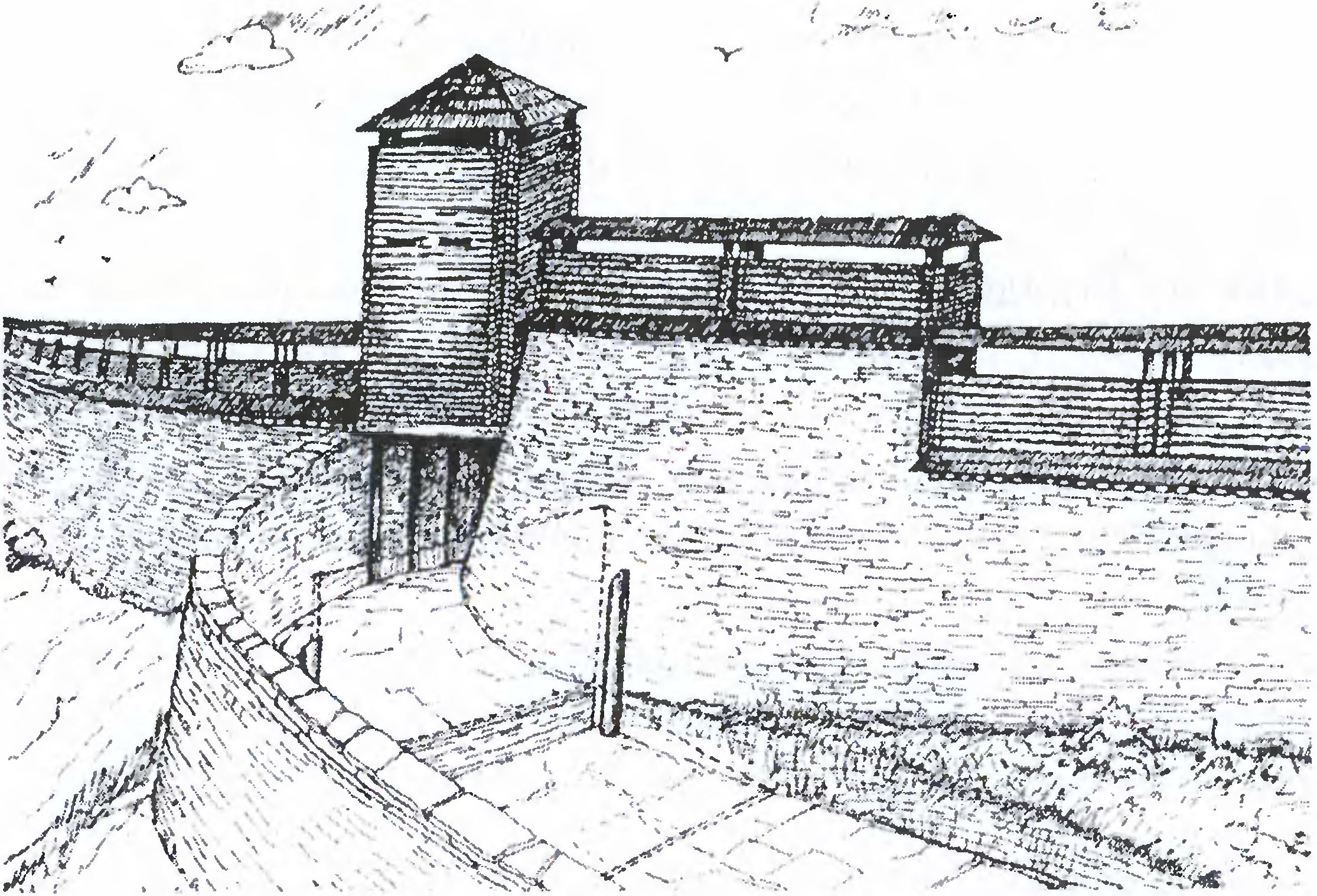 Реконструкция воротной группы городища Варбола Реконструкция воротной группы городища Варбола