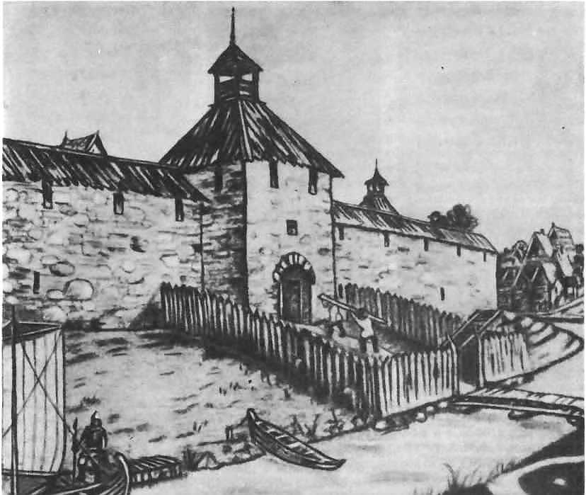 Воротная башня крепости Орешек. XIV век. Реконструкция Воротная башня крепости Орешек. XIV век. Реконструкция